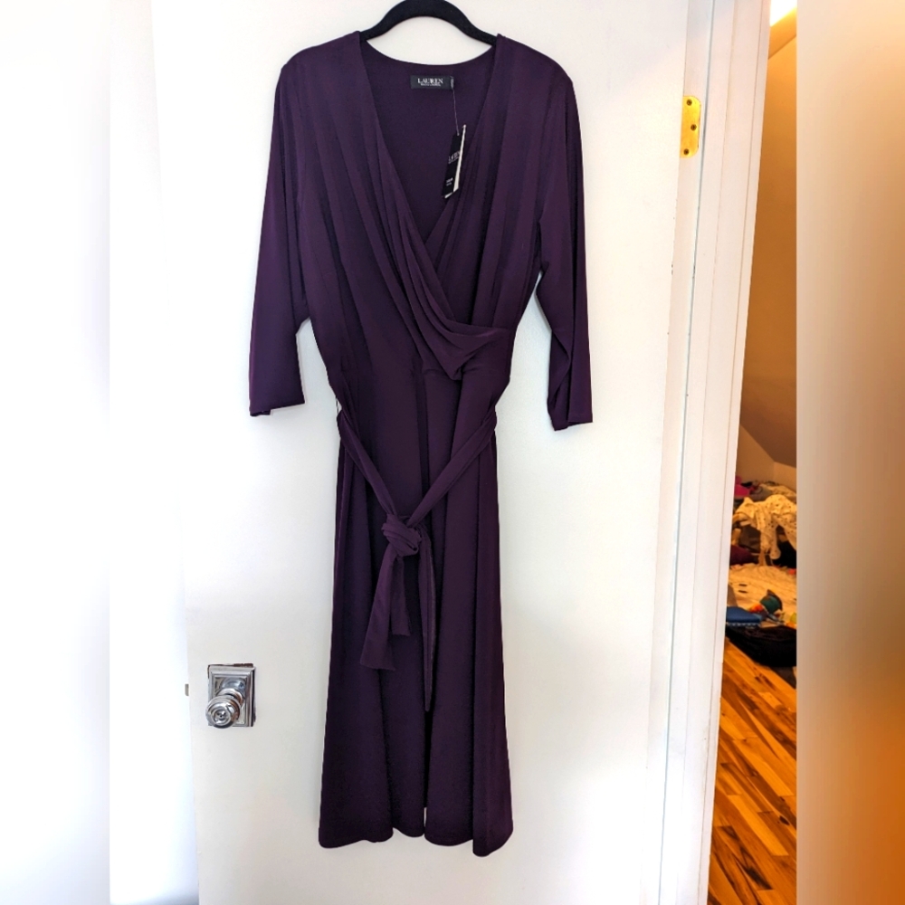 Ralph Lauren Faux Wrap Dress 16W NWT